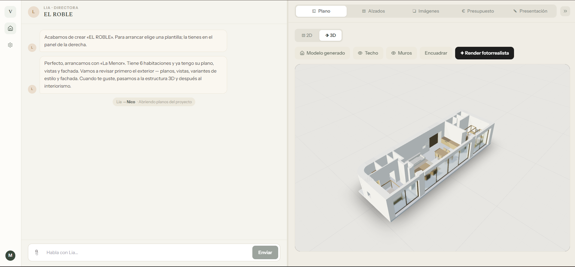 Plano y modelo 3D generados desde el DWG