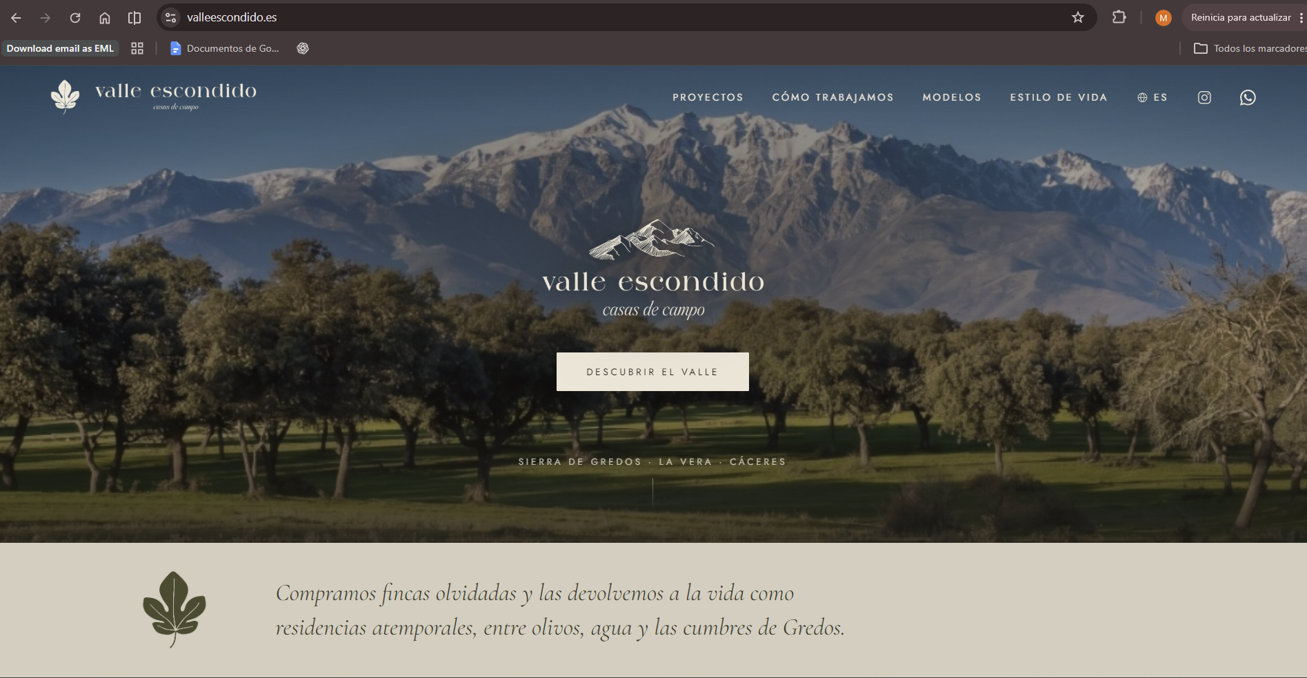 Portada: casas de campo en la Sierra de Gredos