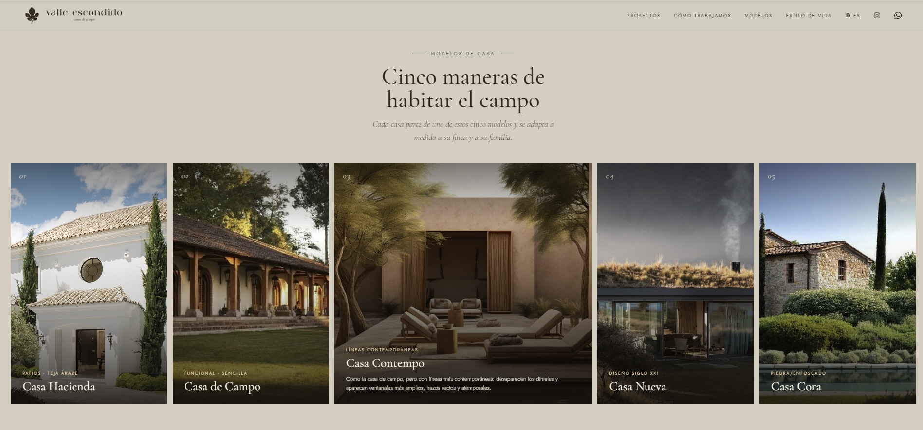 Cinco modelos de casa